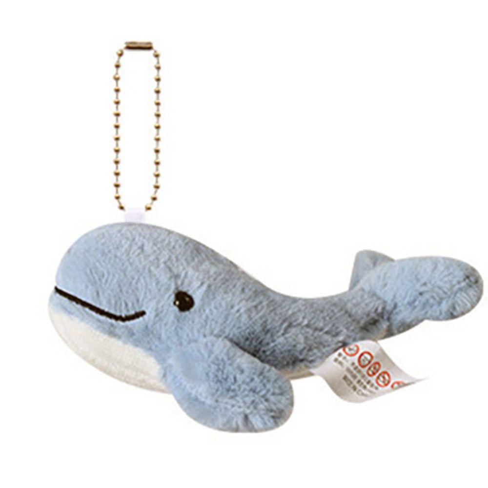 Kawaii Plush Stuffed Whale Keychain Cute Marine Organism Keyring Cetacean Pendant Bag Hanging