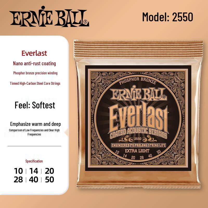Струны для акустической гитары Ernie Ball Phosphor Bronze с покрытием, антикоррозийный комплект из 6 штук.