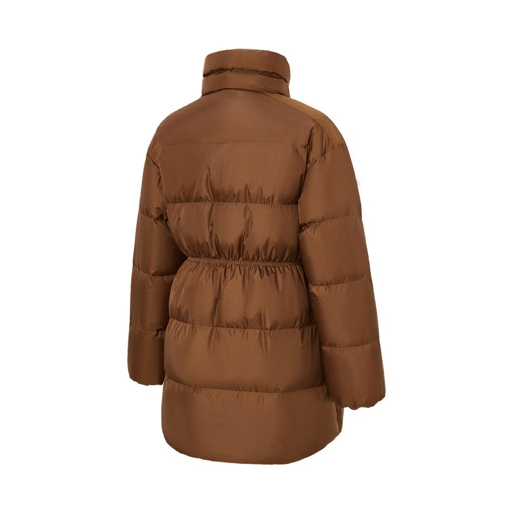 Adidas Waist-Defining Solid Color Mid-Length Warm Fashionable Versatile Duck Down Jacket Women Jacket Brown JL9845