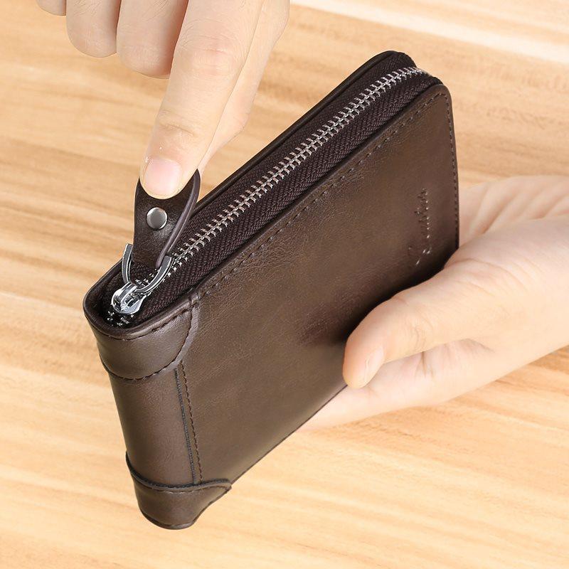 Men's Wallet Casual Zipper Wallets Card Holder Male Synthetic PU Purse Coin Purse Personalized Wallet