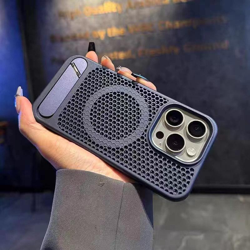 Новый магнитный охлаждающий чехол в виде сот с подставкой для iPhone 15 Pro Max 14 Plus 13 12 Pro 11, универсальный защитный чехол от падения