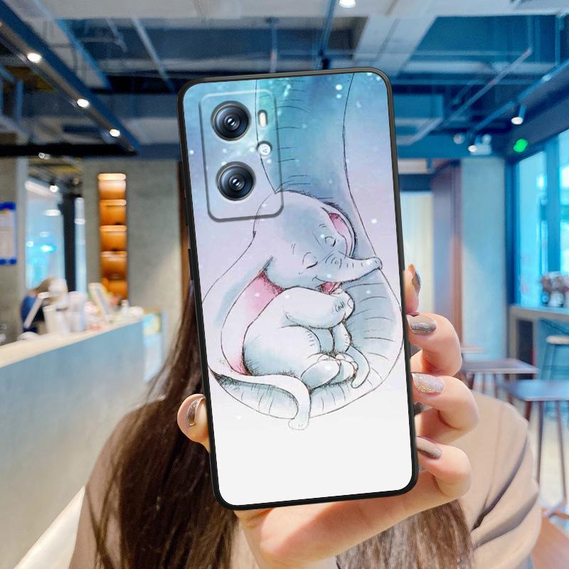 Милый мультфильм Дамбо для OPPO Find X6 X5 X3 A54S A5 A94 A16 A53S A57 A74 A72 A98 A78 A96 A9 5G черный мягкий чехол для телефона