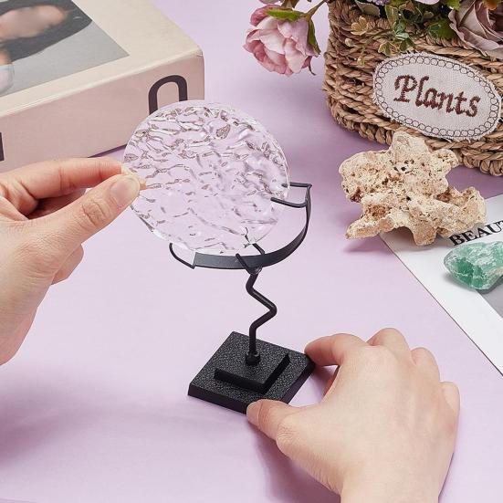 Moon Faux Crystal Display Holder Heavy Duty Metal Faux Gems Natural Stone Show Stand Home Office Desktop Decoration