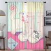 Розовые шторы в виде кота, тюль для детской комнаты, затемняющие шторы для спальни, шторы для домашнего интерьера, 2 шт., перегородка для гостиной, кухни