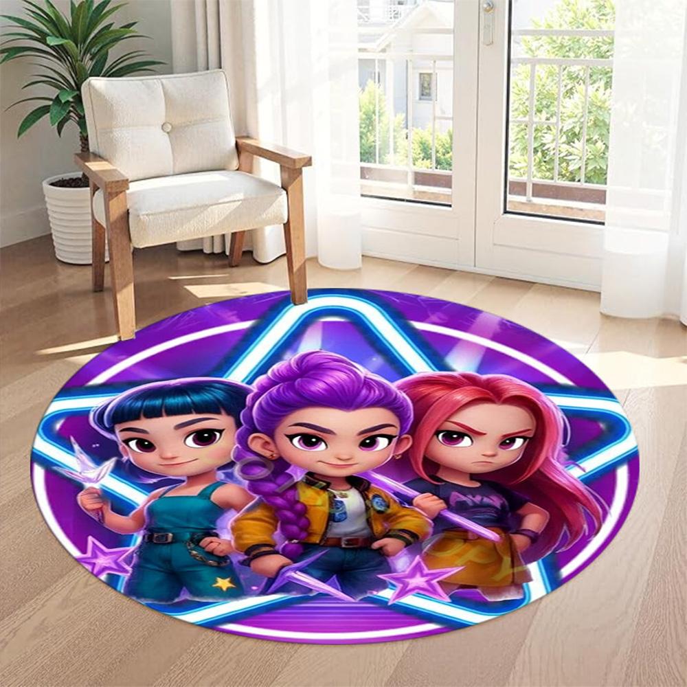 Kpop Round Office Rug Perfect for Entryway Dormitory Outdoor Kitchen Antislip Round Carpet Anime Office Decor Birthday Christmas Gift