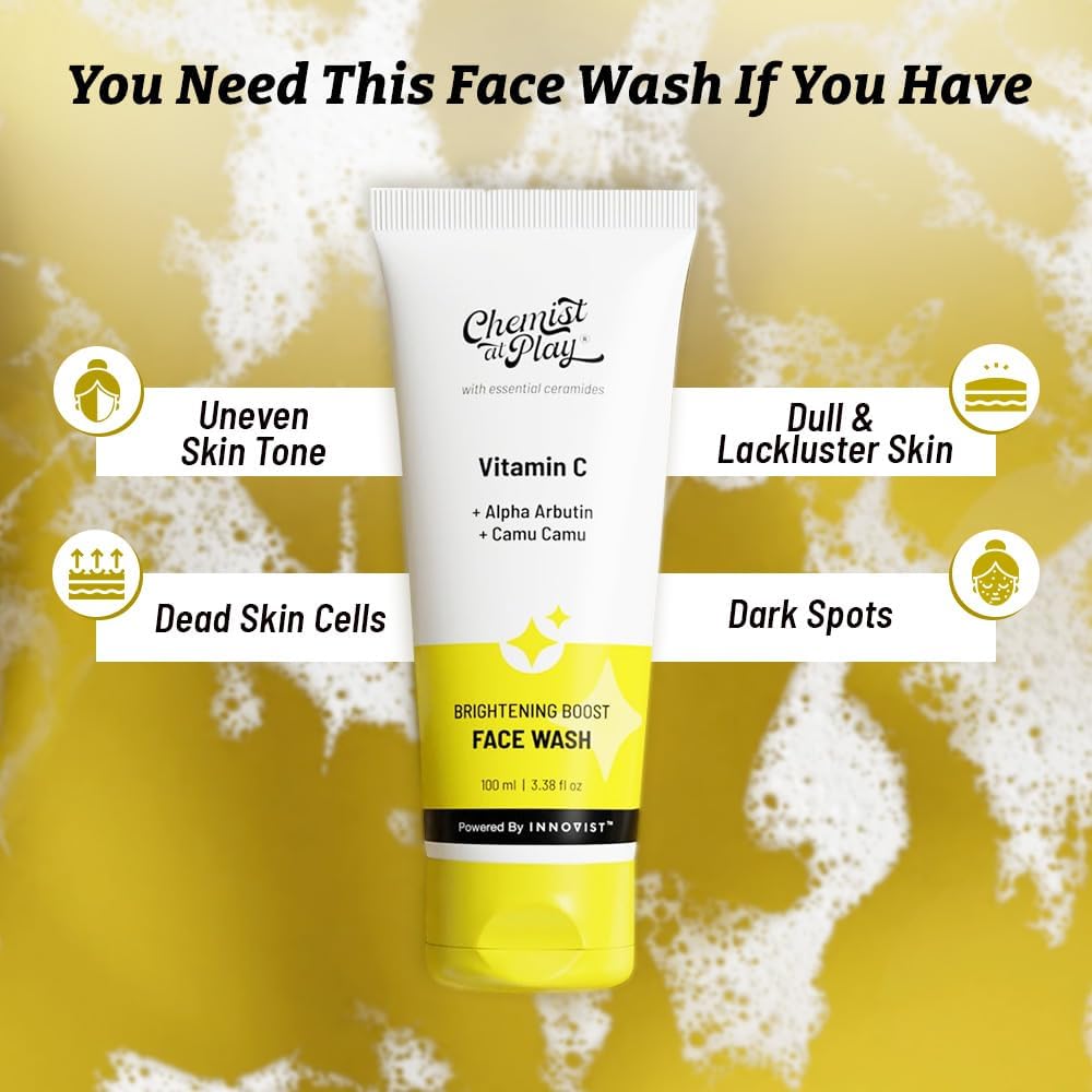 Chemist At Play 30x Vitamin C Face Wash With Gentle Exfoliating Scrub For Radiant Skin 100ml X Pack Of 2