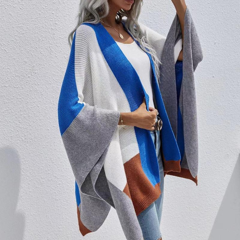 IHUASU Осенне-зимний женский клетчатый большой размер свободный вязаный кардиган куртка джемпер женский