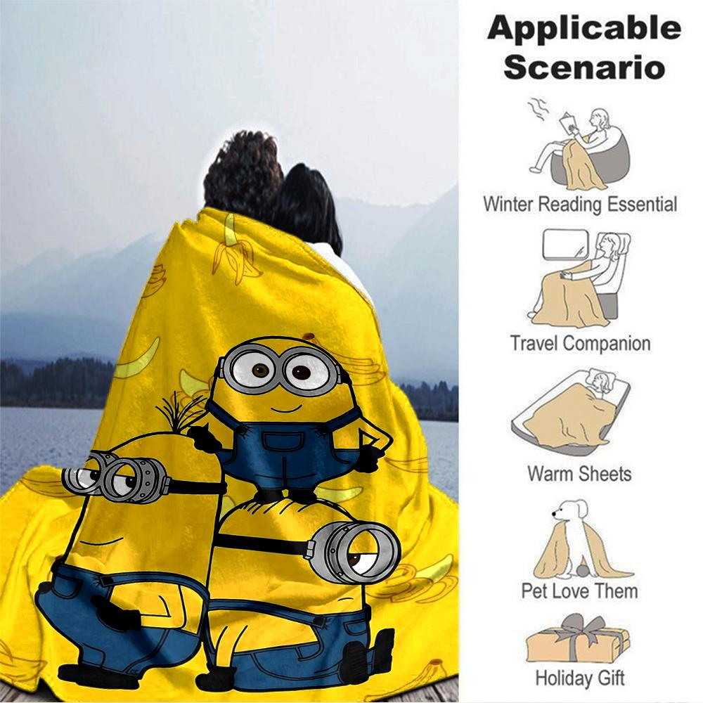 Minions Bananas Adventure Blanket Soft Throw Blanket For Home Bedroom Bed Sofa Travel Office Solid Christmas Blanket