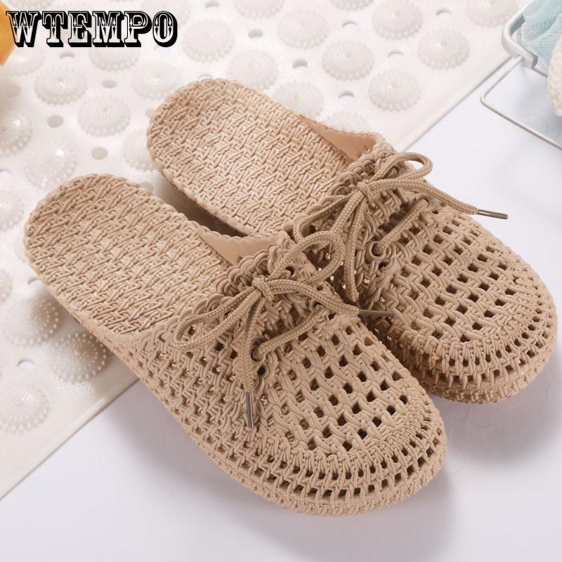 PVC Slides Women's Outer Wear Holey Shoes Summer Soft Bottom Thick Bottom Sandals Home Bathroom Hollow Wrapped Toe Slipper Outdoor Beach Flip-flops