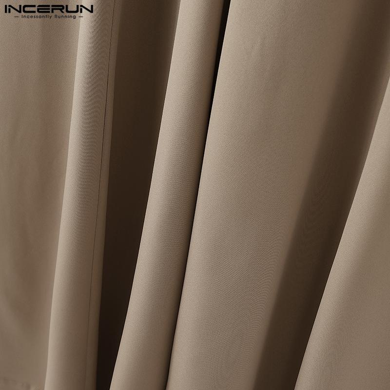 INCERUN Мужские брюки на молнии, асимметричные, с высокой талией, повседневные, длинные, с широкими штанинами