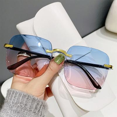 Винтажные градиентные солнцезащитные очки UV400 Женские стильные безободковые солнцезащитные очки для лета