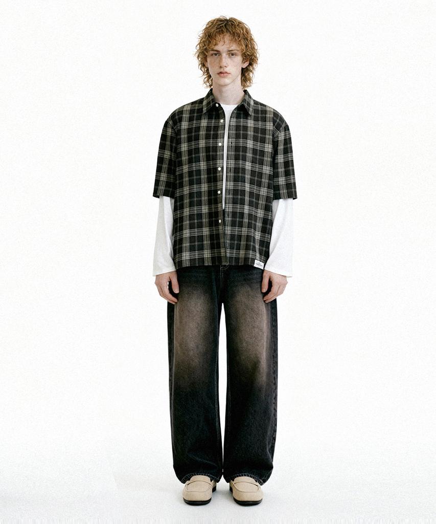 NTET Basic Washing Denim Pants (Dark Black)