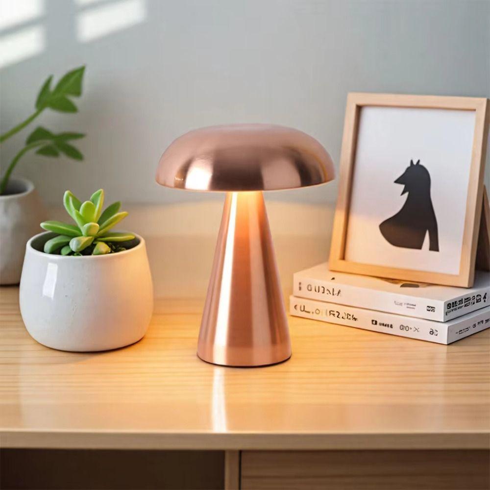 Rechargeable Bar Table Lamp Dimming Mushroom Lamp Retro LED Table Lamp Hotel