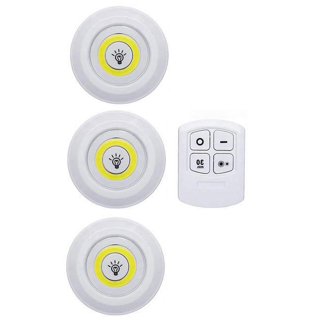 1/3/5PCS 3W Super Bright Cob Under Cabinet Light LED Wireless Remote Control Dimmable Wardrobe Night Lamp Home Bedroom Closet Kitchen