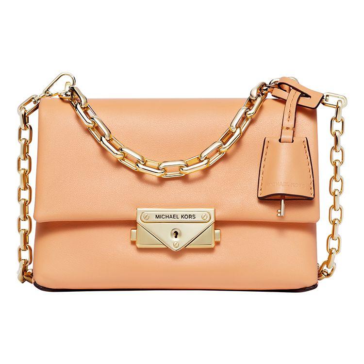 Michael Kors Cece Gold Buckle Flap Solid Color Chain Leather Shoulder Bag Mini Women shoulder bag Melon 32S9L0EC0L-819