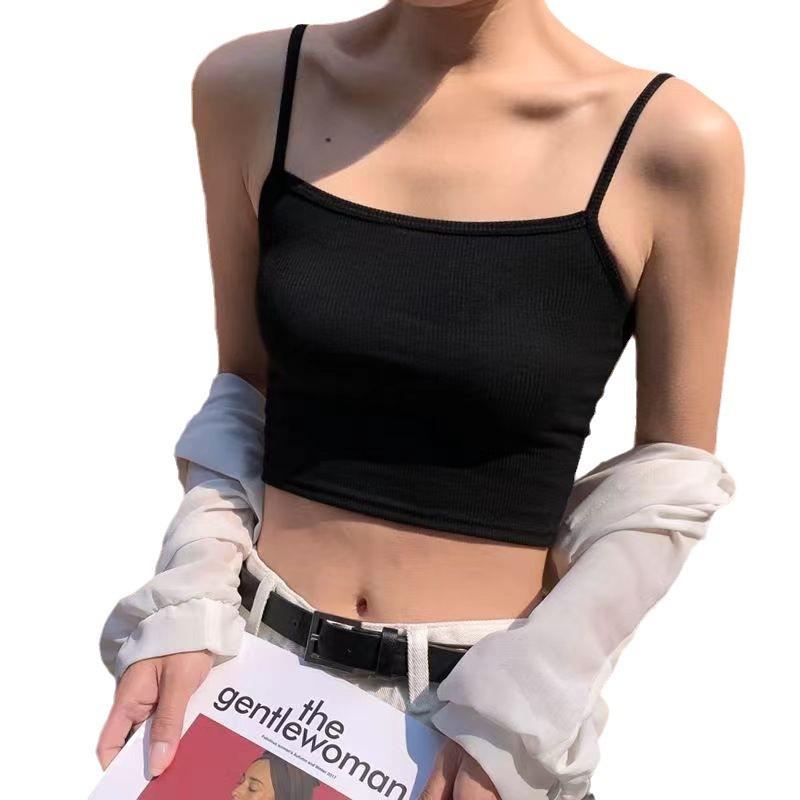 Женский летний жилет без рукавов: Тонкие бретели и красивый дизайн спинки, короткий низ BM