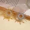 Banquet Long Hollow Sun Pin Corsage Ornament Metal Glossy Brooch Zircon Sun Brooch  Western Clothes