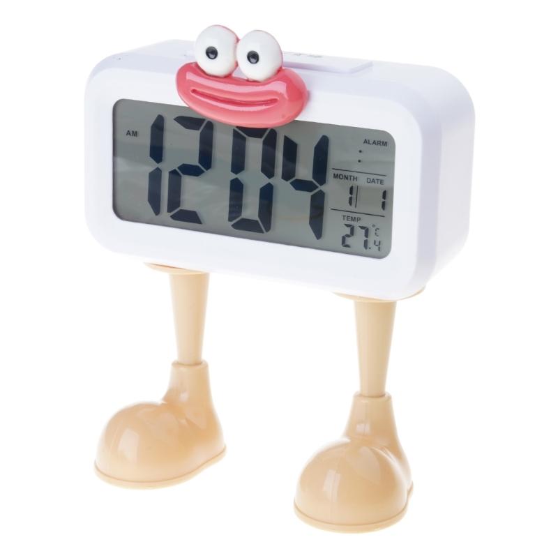 Мультяшные Губы-Сосиски ЖК-дисплей Настольные часы с функцией повтора сигнала Ночник Питание от батареек Цифровой будильник Декор