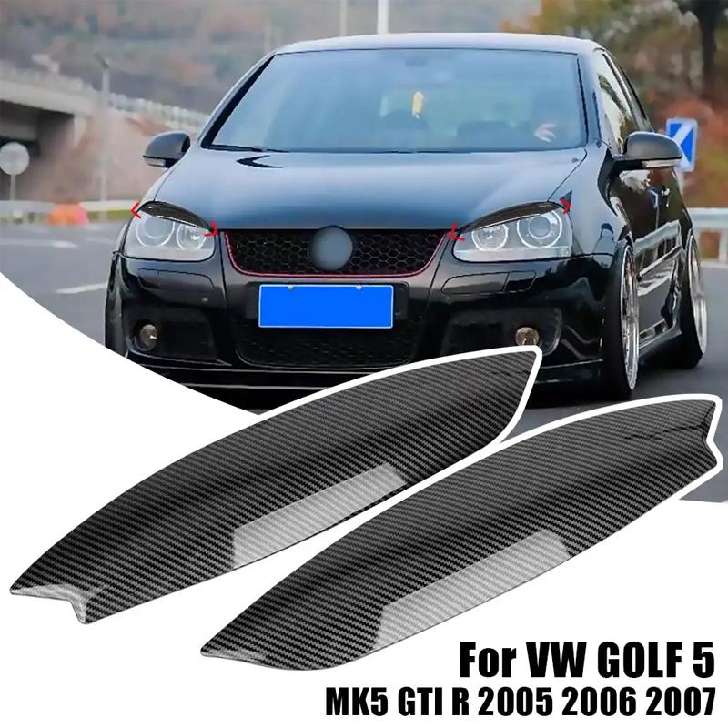 Для Volkswagen Chrome Headlights Eyebrow Eyelashes Trim Cover Внешние аксессуары 1 пара Для VW GOLF 5 MK5 GTI R 2005 2006 2007
