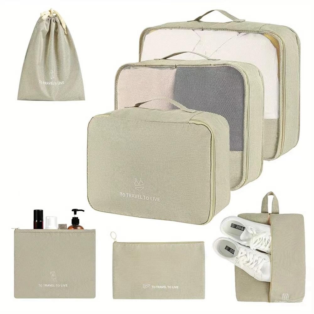 7 Pieces Set Travel Bag Organizer Clothes Storage Suitcase Kit Underwear Socks Shoes Storge Bag Luggage Sets Travel Accessories