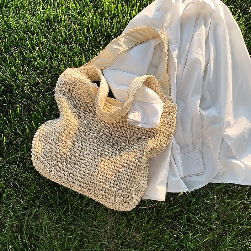 Сумка ручная новая повседневная на плечо пляжная для отпуска большой вместимости для поездок на работу плетеная соломенная сумка-тоут для женщин