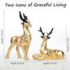 Набор из 2 смоляных скульптур оленей Хиран для домашнего и офисного декора в стиле природы, идеально подходит для любителей природы, прекрасный подарок для друзей и семьи (Золото)