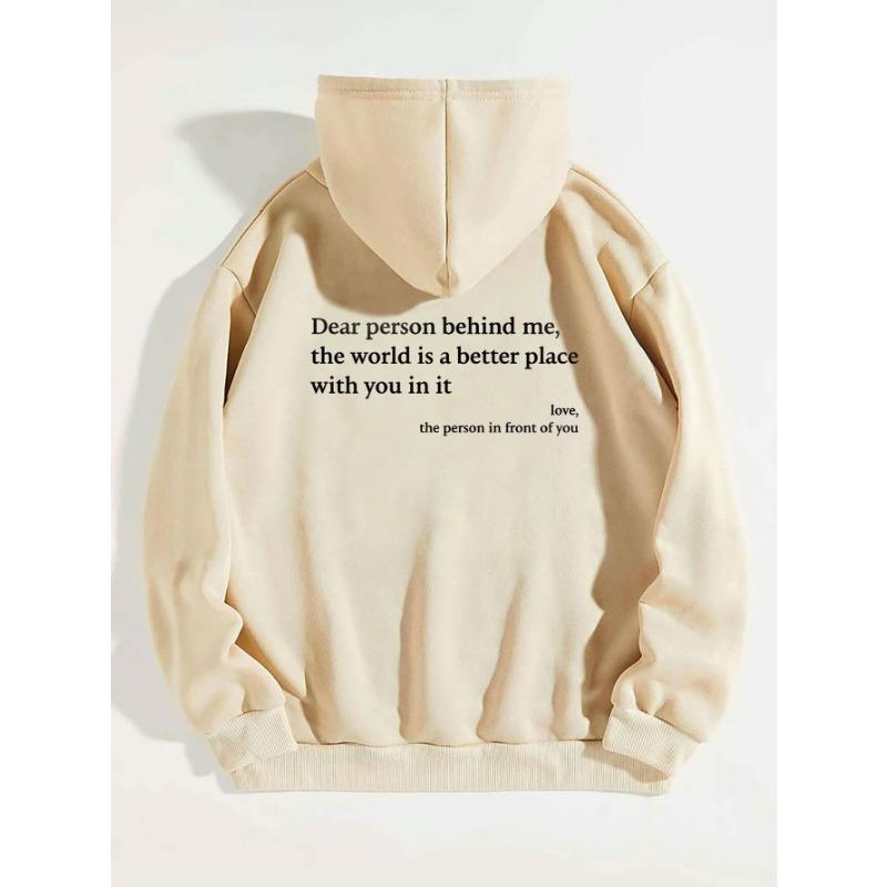Women S Fleece Hoodie With Letter Print Kangaroo Pocket Drawstring