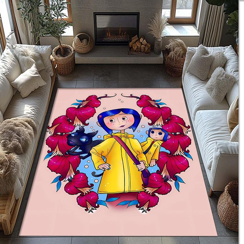 Coraline Printed Crystal Velvet Area Rug, Soft Anti-Slip Water Absorbent Floor Mat for Living Room Bedroom