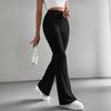 Women Pants High Waist Solid Color Ribbed Casual Trousers Slim Fit Spring