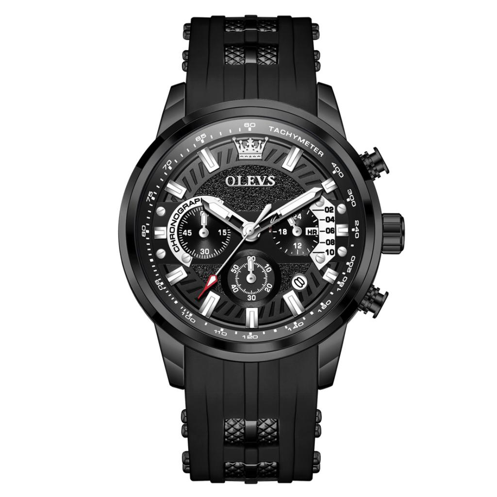 OLEVS Brand Original Quartz Watch Men Sports Silicone Waterproof Luminous Multifunctional Chronograph Watches For Men