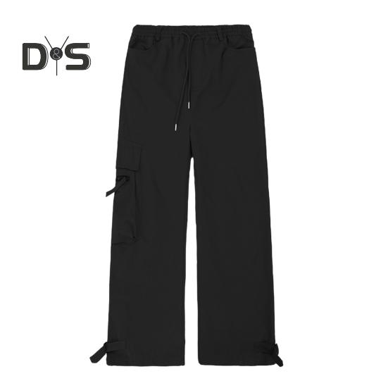 Мужские брюки-карго с большим карманом в стиле хип-хоп, широкие свободные винтажные брюки с эластичной резинкой на талии, длинные брюки с глубоким шаговым швом