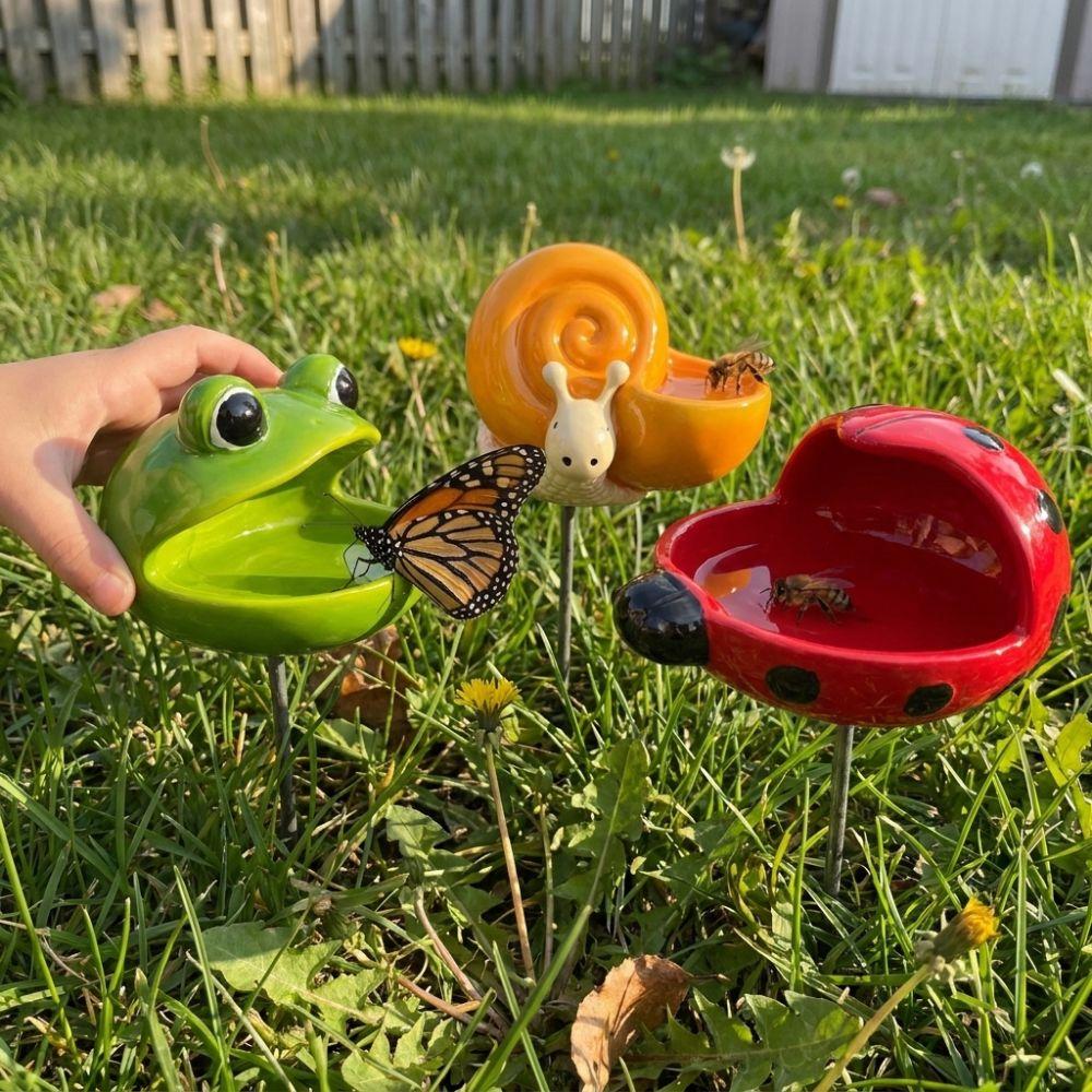 with Stake Bee Water Feeder Resin Sculpture Bird Bath Stand Butterfly Watering Station Beekeeping