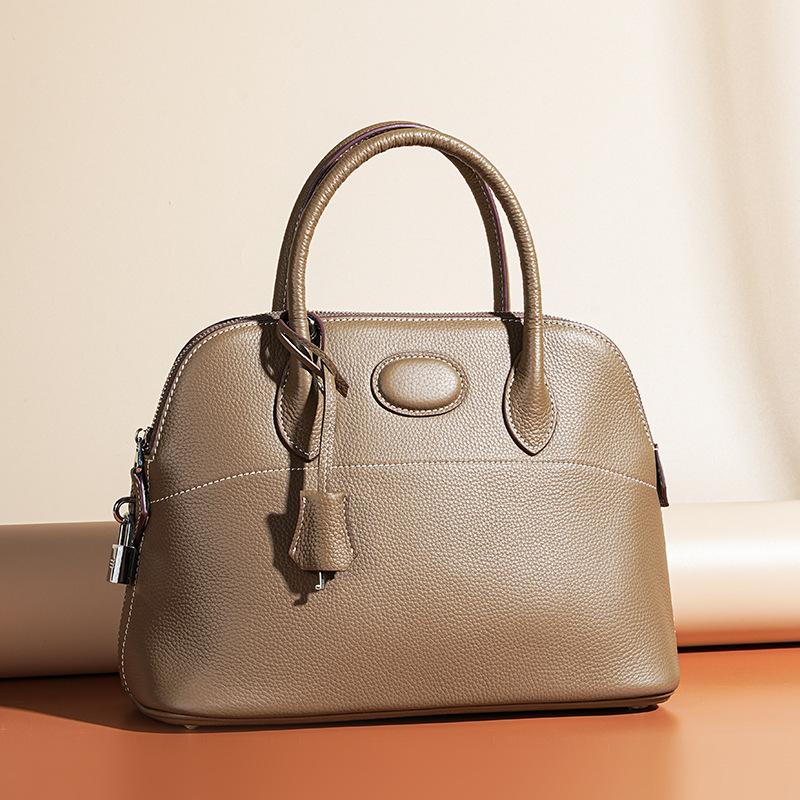 New Leather Fashionable Versatile Shoulder Bag, Original First-layer Cowhide Large-capacity High-end Portable Shell Bag for Women