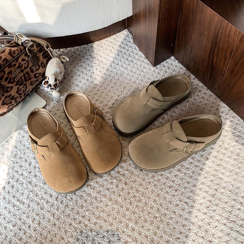 Кожаные туфли Boken женские весна 2025 года, новая верхняя одежда на платформе, сумка Boken, полуподнос, ленивые тапочки с одной педалью