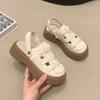 Thick-soled Slippers for Women's Outer Wear In the Summer of 2025 New Fashionable Versatile Muffin Metal Set Toe Beach Height-increasing Sandals