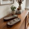 Large Capacity Wooden Vanity Tray Embossed Pattern Toothbrush Cup Holder  Bathroom