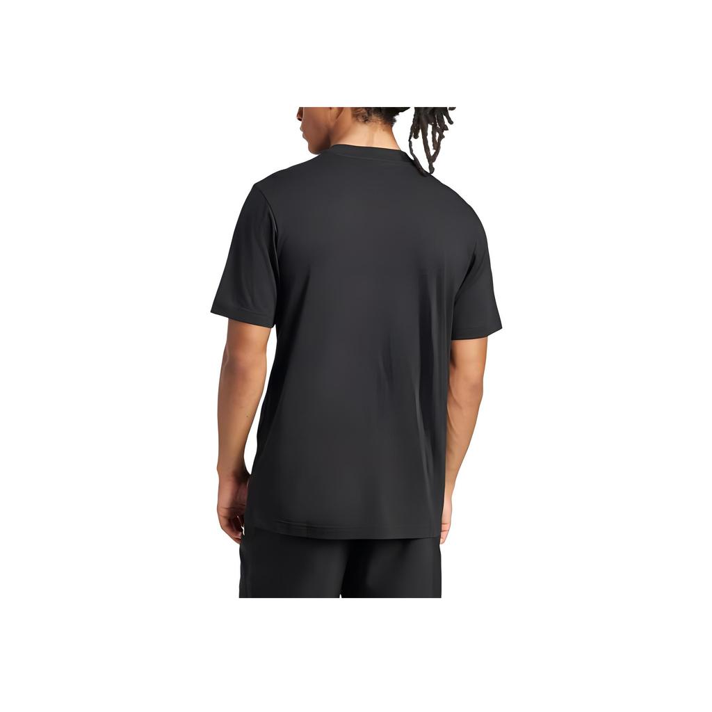 adidas Базовый спортивный топ с логотипом, круглый вырез, короткий рукав, мужской, черный JE9024
