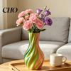 Artificial Flower Holder 3D Printed Vase Decorative Spiral Modern Twisted for Living Lightweight Vessel Room, Shelf, Wedding & Dining Table