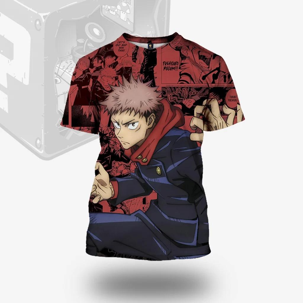 Summer Round Neck 3D Japanese Anime Jujutsu Kaisen Gojo Printed Top Fashionable Casual Short Sleeved Children's Boy T-shirts
