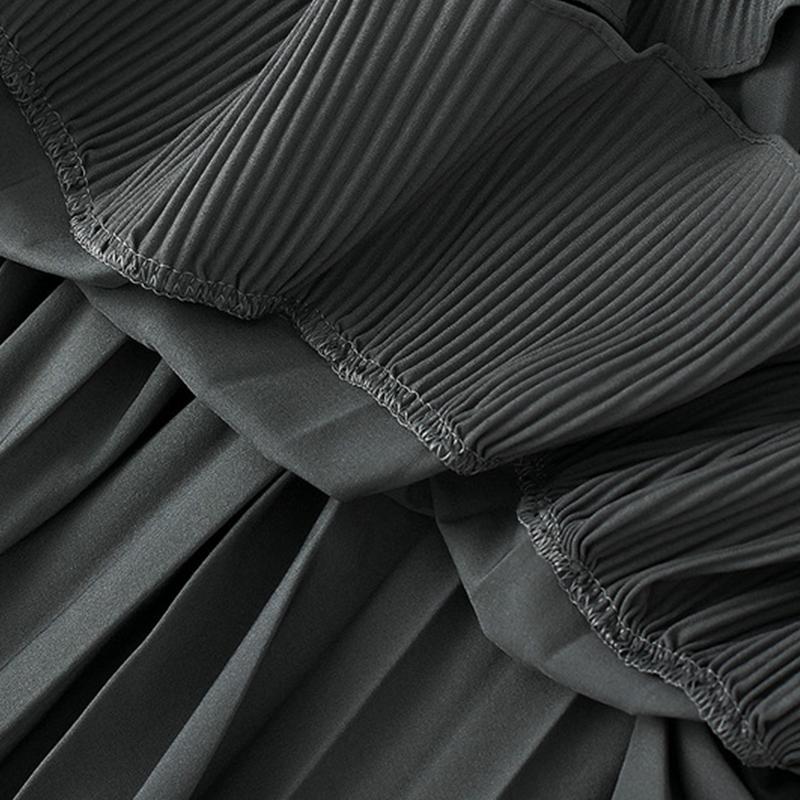 Юбка-полусолнце женская осенняя А-силуэта плиссированная юбка короткая спереди длинная сзади с воланами нерегулярная юбка-торт