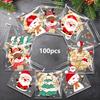 100 pieces of Christmas Candy Bags - Merry Christmas Candy bags, plastic Christmas cellophane cello candy Cookies Gift snack bag