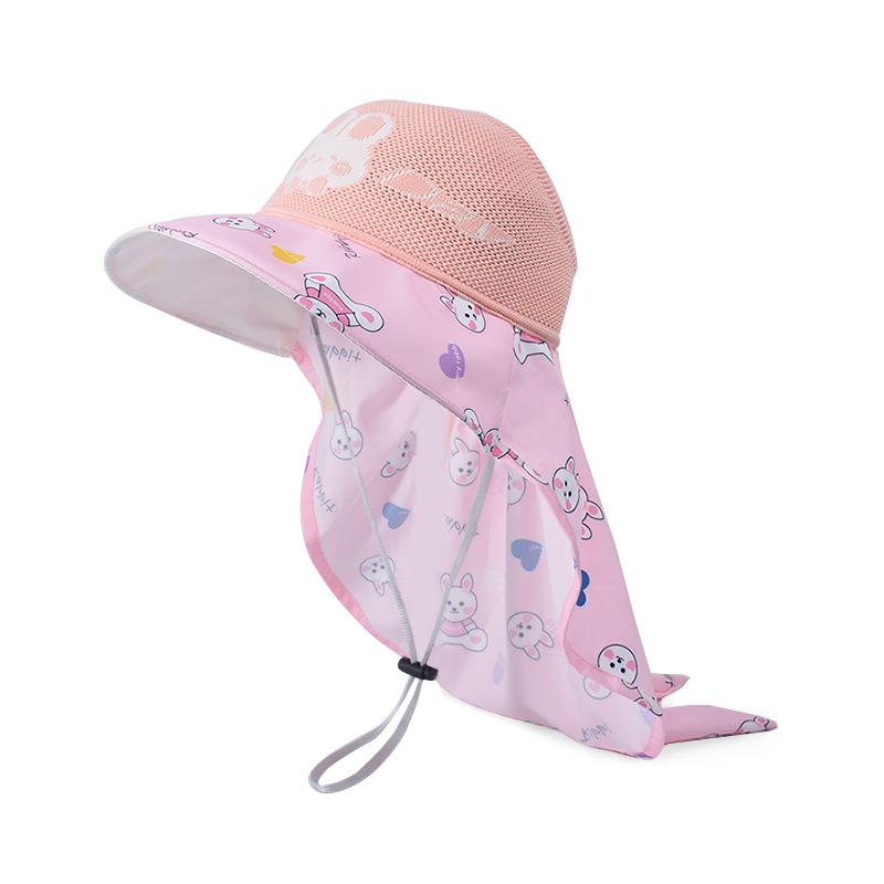 1096 children's hat cartoon cute sunscreen sun hat boys and girls big brim shawl empty top breathable bucket hat