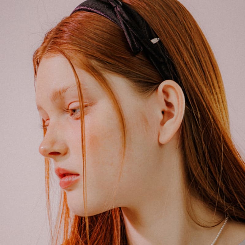 Меллотори широкая атласная повязка для волос с лентой (черный)