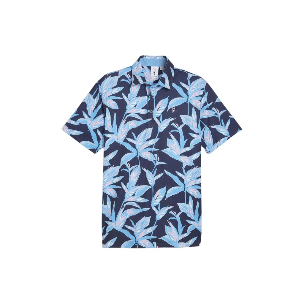 Puma X Коллаборация Palm Tree Crew Поло с цветочным принтом по всей поверхности, мягкое, повседневное, мужское поло, темно-синее 625939-01