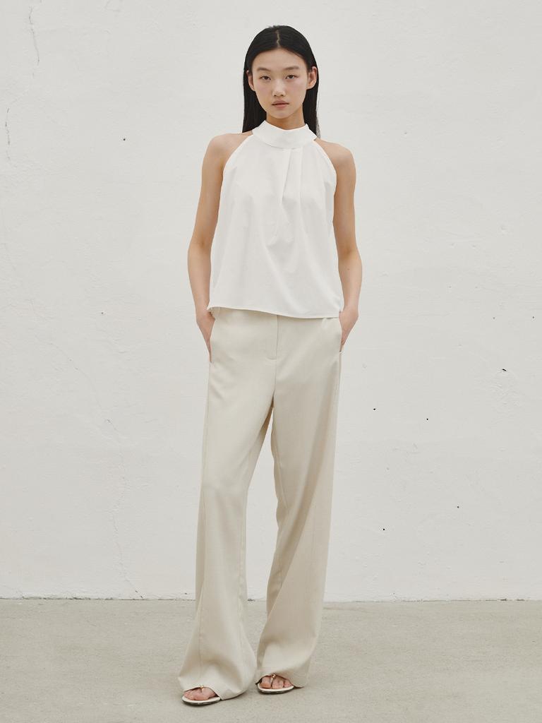 NOUVE Halter Two-Tuck Blouse - Ivory