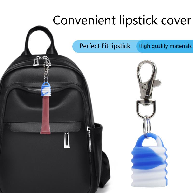 Practical Silicone Keychain Cap lip gloss accessories Portable Durable Holder Keychain Compatible For Lipstick Storage Cap