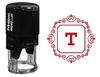 Printtoo Office Стационарный квадратный вихревой бордюр T Алфавитная монограмма Initial Self Inking Rubber