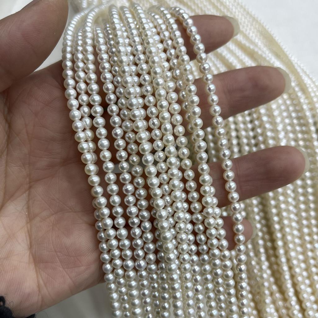 1 нить, белые натуральные пресноводные жемчужины, 3,5-4,5 мм, ручная работа, жемчуг формы "рис" для изготовления украшений, DIY, аксессуары для ожерелий, поделки ко Дню матери, 36 см