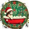 Винтажный Рождественский Кот Шапка Санты Металлическое Настенное Искусство 8x8 Дюймов Декор для Дома