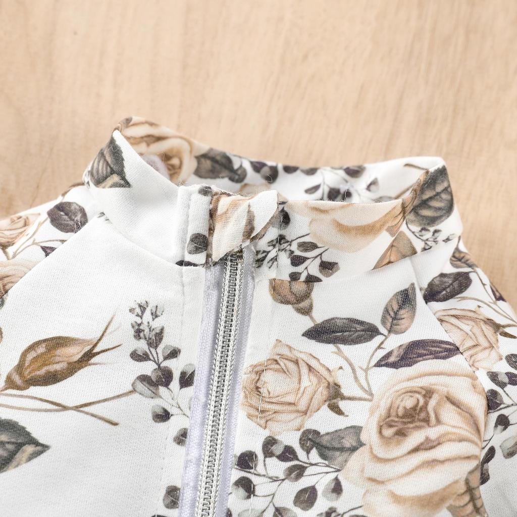 Сплошной купальник для маленьких девочек, комбинезон на молнии с длинными рукавами и рюшами с цветочным принтом, купальник, пляжная одежда, купальный костюм